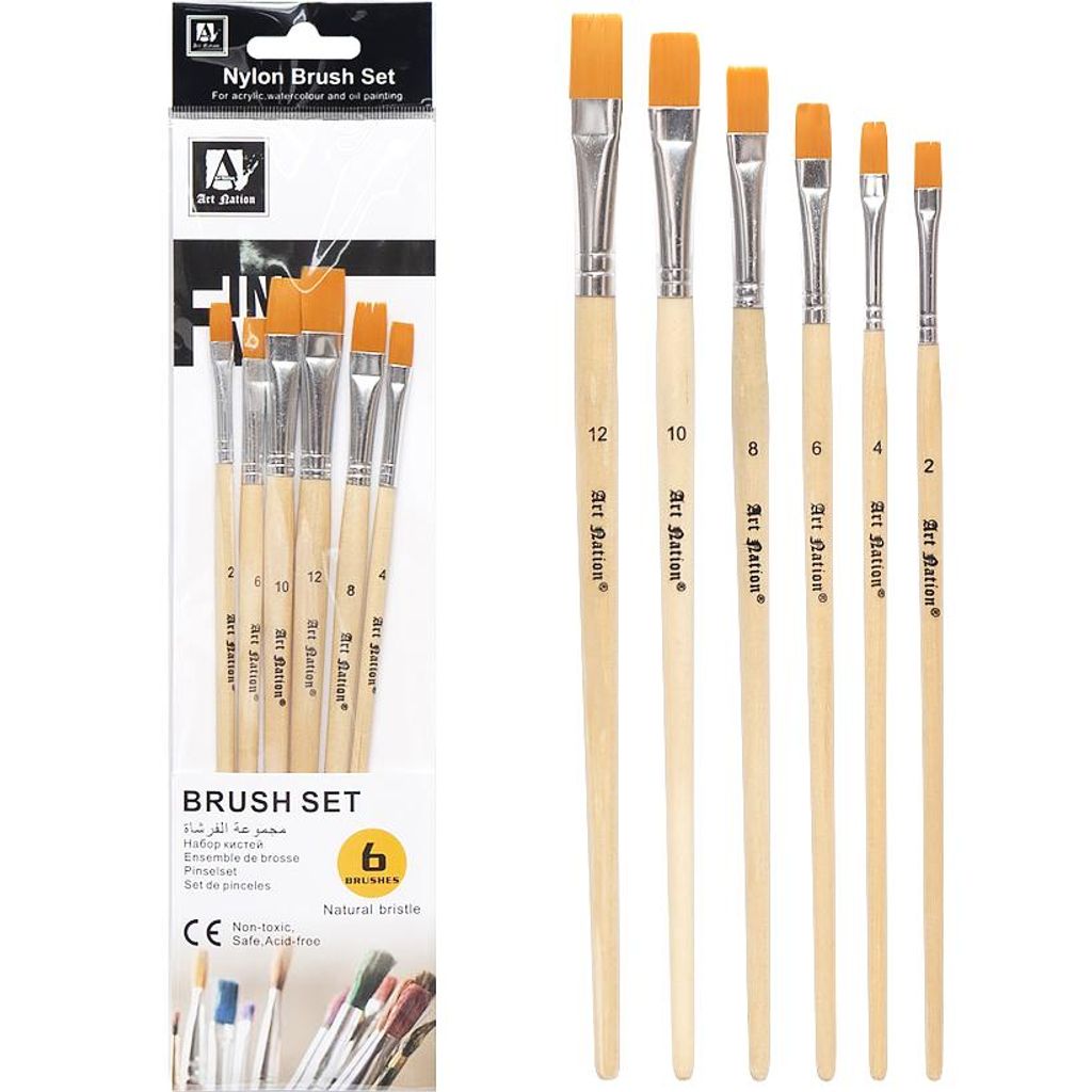 Набір плоских художніх пензликів 6шт