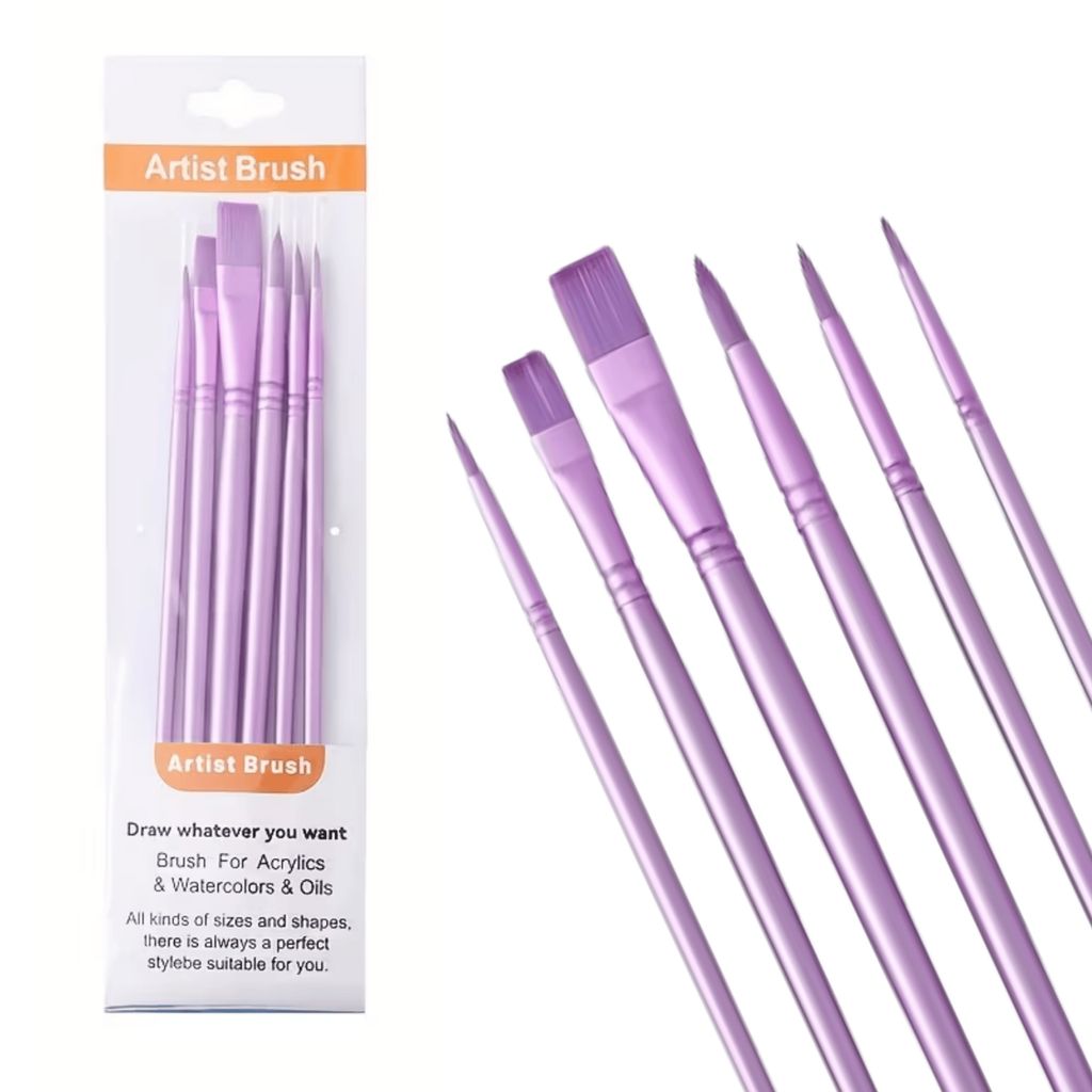 Набір фіолетовиї художніх пензлів, 6 шт