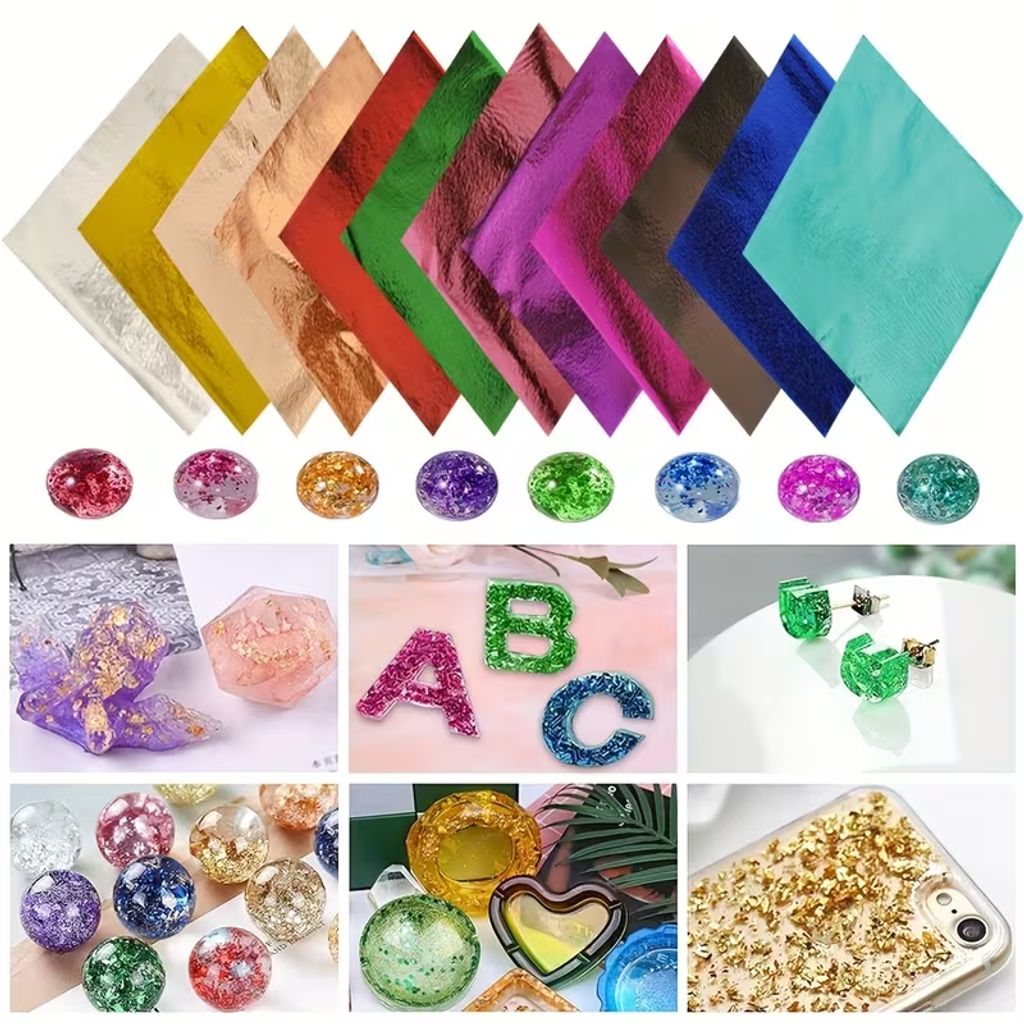 Фольга декоративна для творчості — 12 кольорів (120 аркушів)