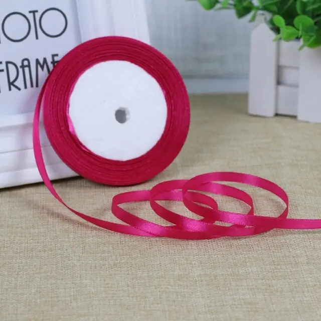 Стрічка атласна 0,6 см, 23 м, фуксія