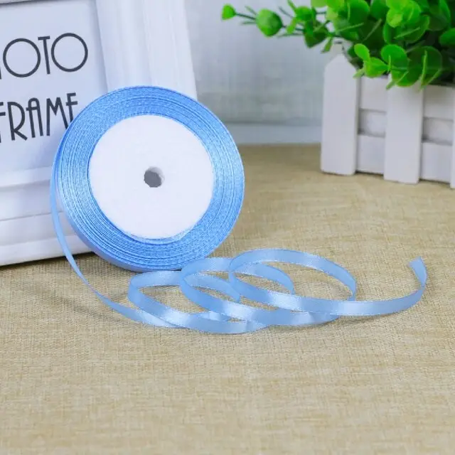 Стрічка атласна 0,6 см, 23 м, блакитна
