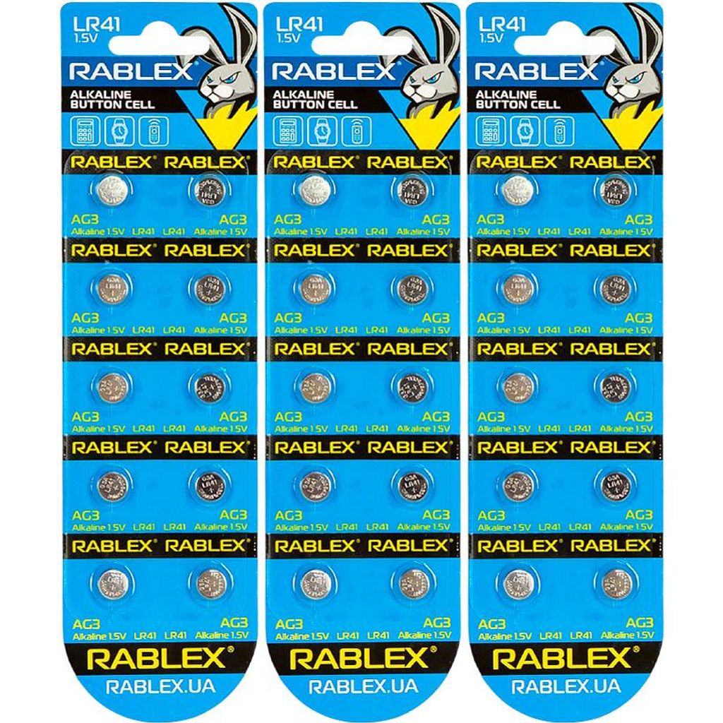 Батарейка RABLEX "таблетка" 1.5V AG3 (Блiстер, 10 шт)