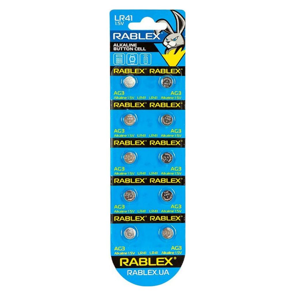 Батарейка RABLEX "таблетка" 1.5V AG3 (Блiстер, 10 шт)