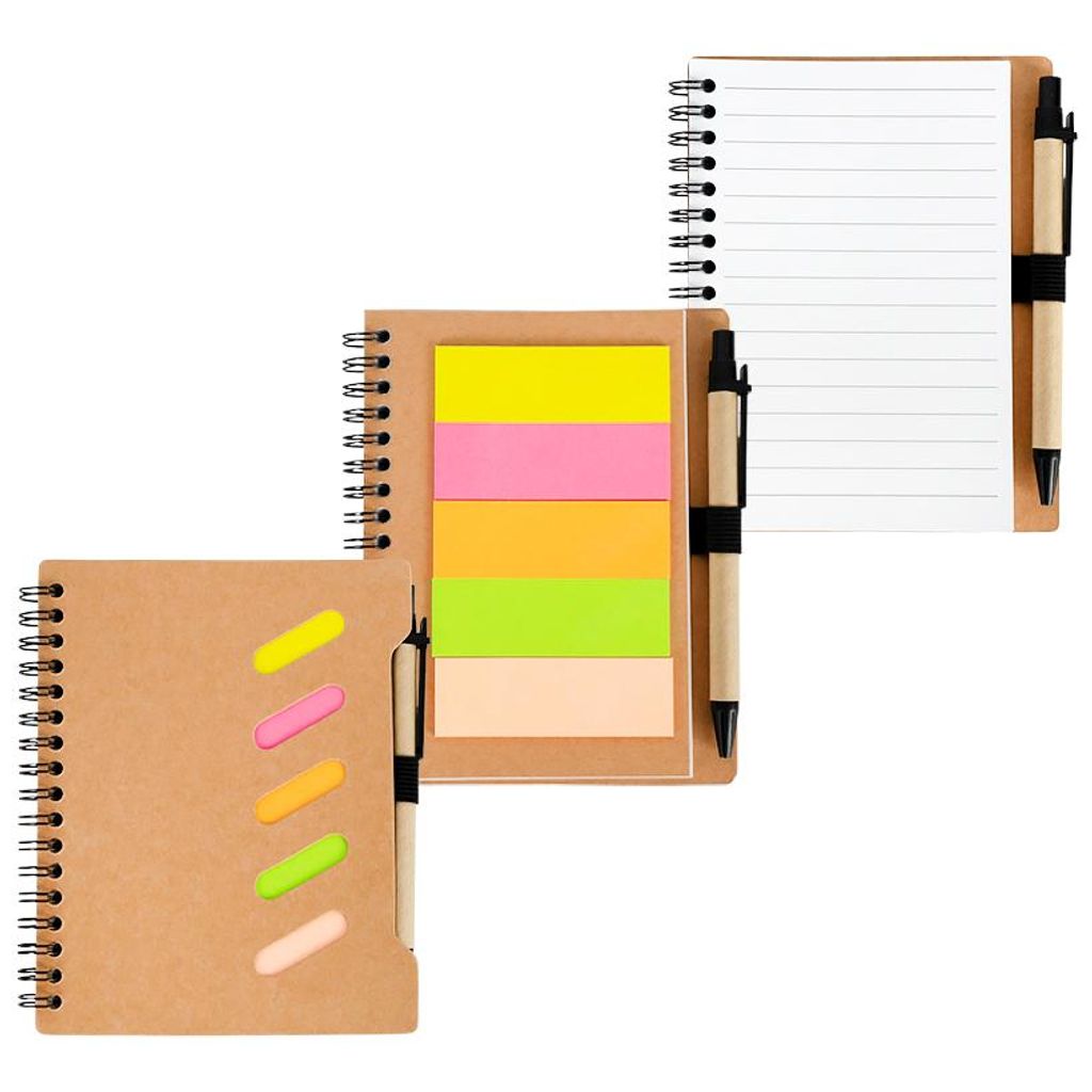 Блокнот С6 на спіралі 64ар. з набором стікерів та ручкою