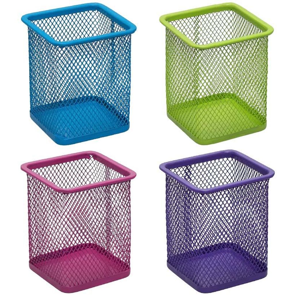 Склянка для ручок та пензлів метал "Квадратна" в асортименті