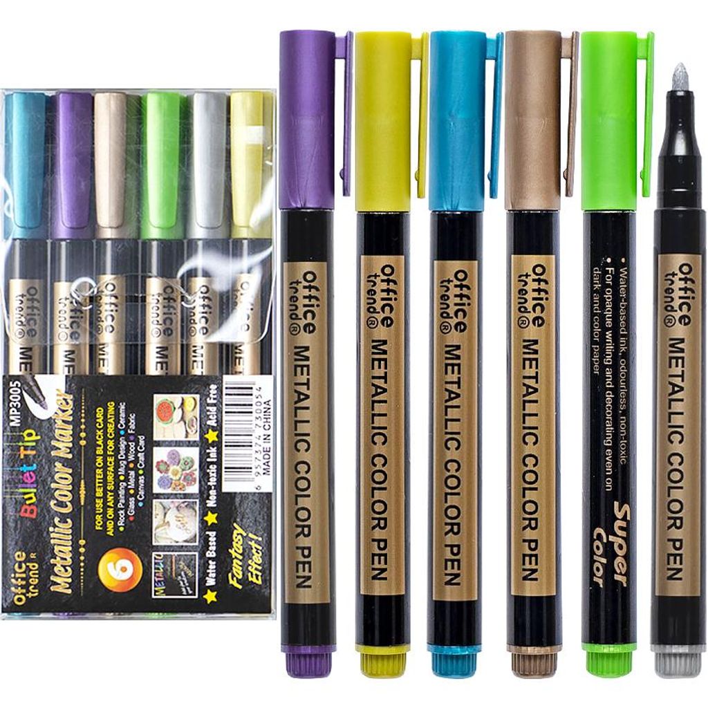 Набір фломастерів 6 кольорів METALLIC MP3002/3005