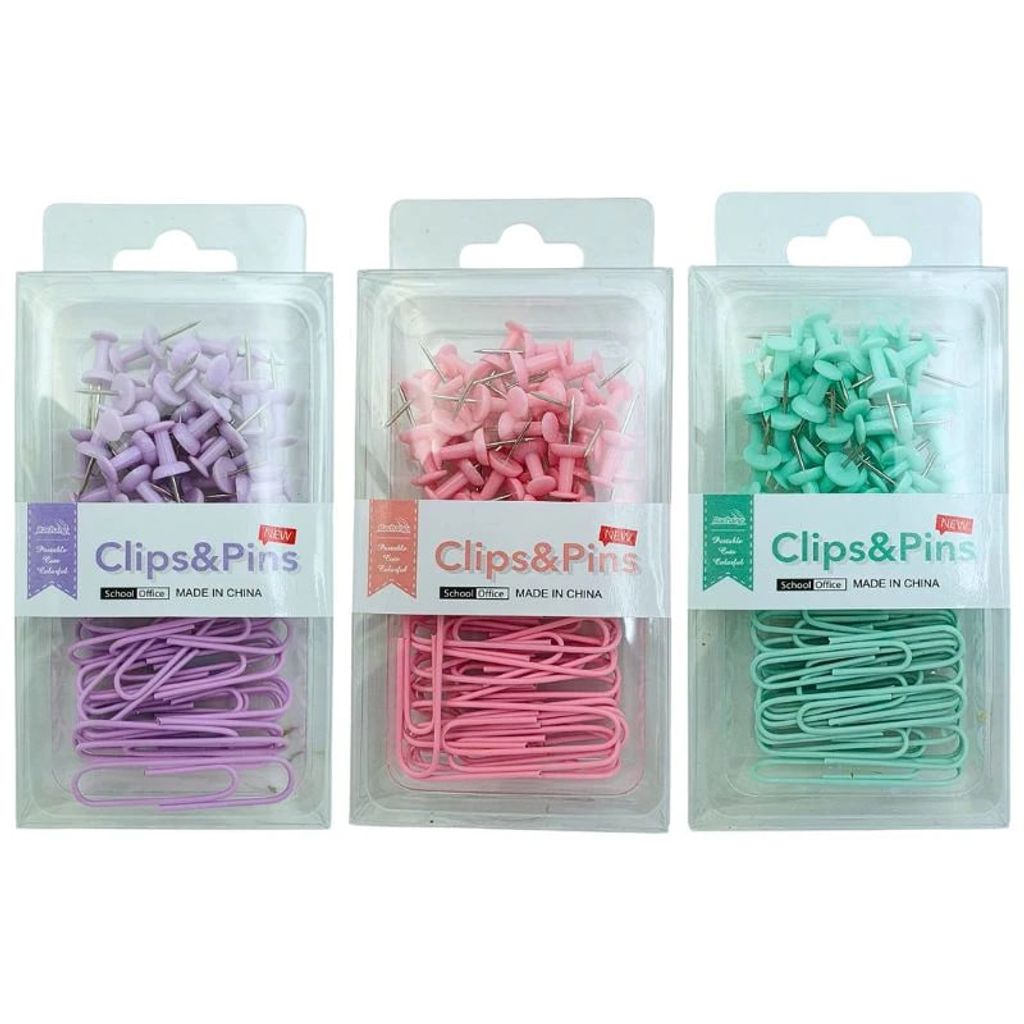 Набір канцелярський «JO» скріпки 20шт.+кнопки 35шт., мікс