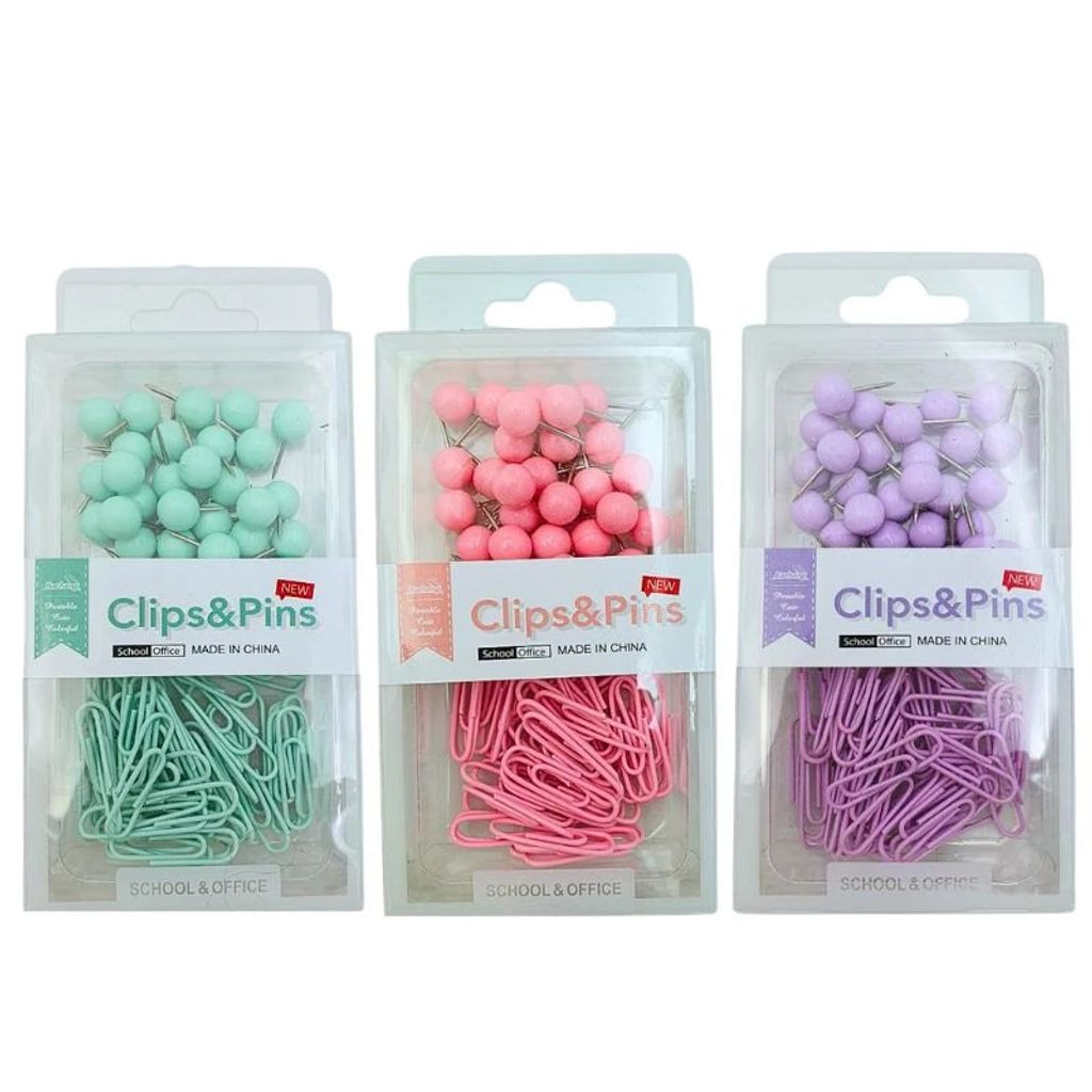 Набір канцелярський «JO» скріпки 40 шт. + шпильки 30 шт., мікс