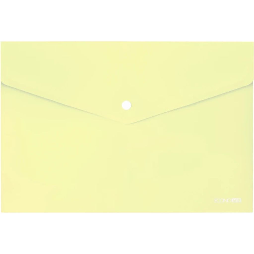 Папка-конверт А4 на кнопці "Economix"180мкм, глянець, пастельна жовта