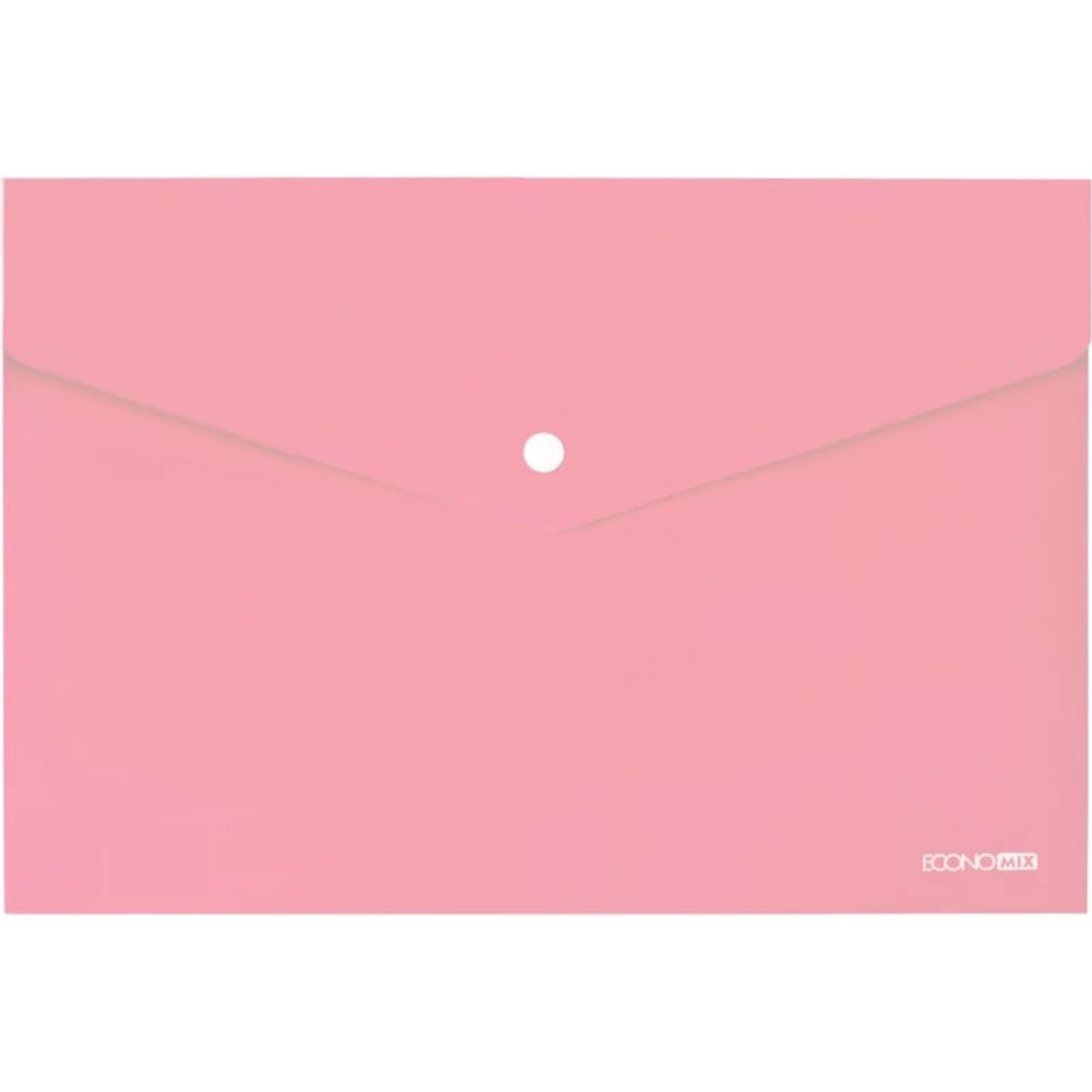 Папка-конверт А4 на кнопці "Economix" 180мкм, глянець, рожева пастельна