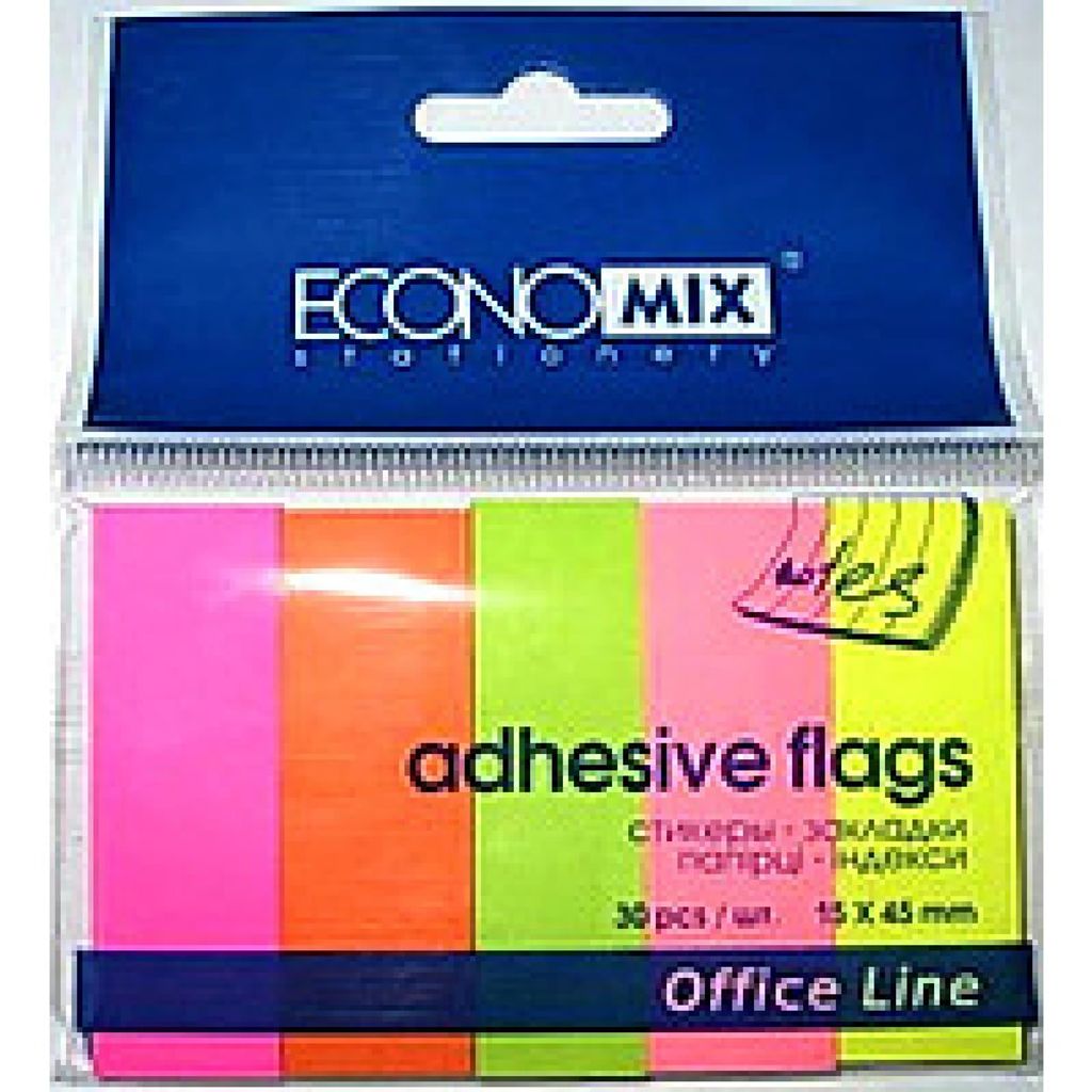 Індекс реєстри папір. 45 * 15 мм, НЕОН, прямокутні (5 кольорів * 30 арк.)