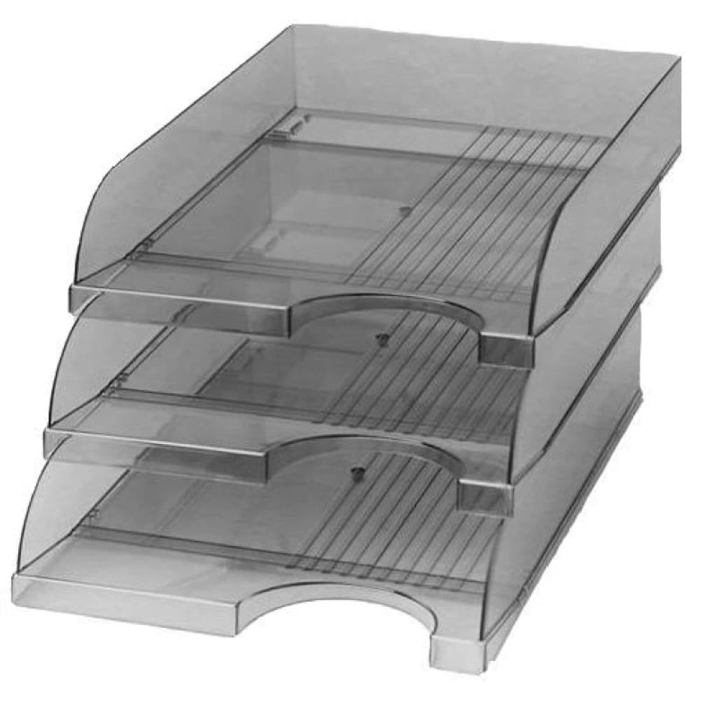 Лоток для паперу горизонтальний «КІП» СІРО-ПРОЗОРИЙ