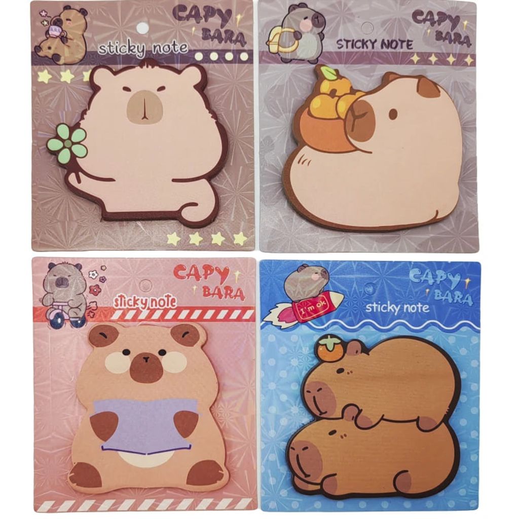 Папір для нотаток стікер-блок фігурний «Капібара» 40 л., мікс