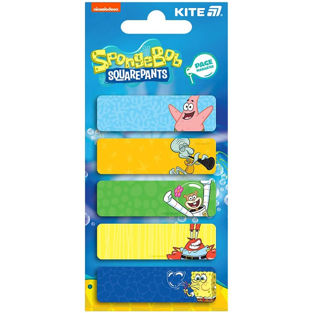 Індекс регістри «Kite» 5х15х50мм,100 шт, ПАПЕРОВІ, SpongeBob SquarePants