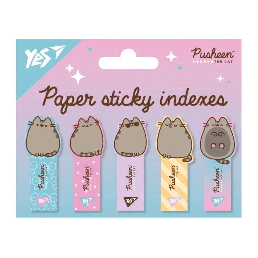 Індекс реєстру «YES» ПАПЕРОВІ «Pusheen», 55*15мм (5диз.*20л.)