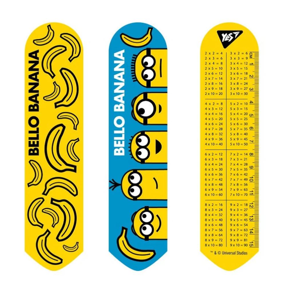Закладки 2D «Yes»  «Minions» + лін.15см + табл. множ., 19 * 4,5 см