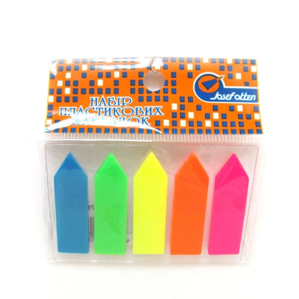 Стікери «JO» ПЛАСТИКОВІ «Стрілки» неон 125шт. 45*12мм