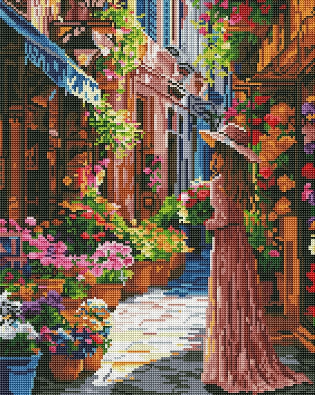 Дівчина на квітчастій вулиці