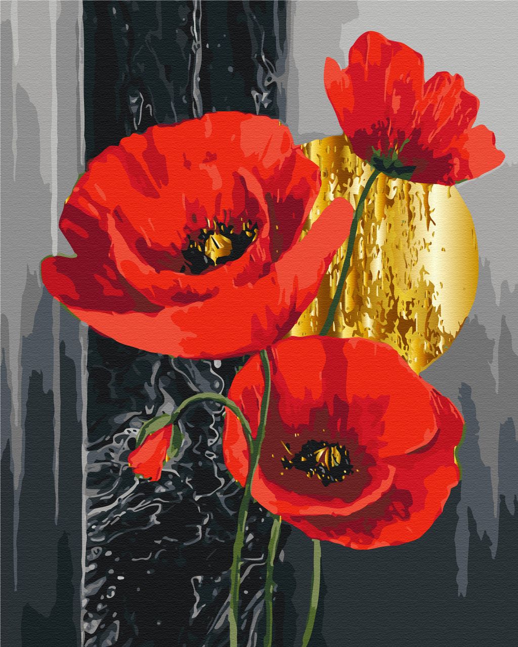 Червоні маки із золотом