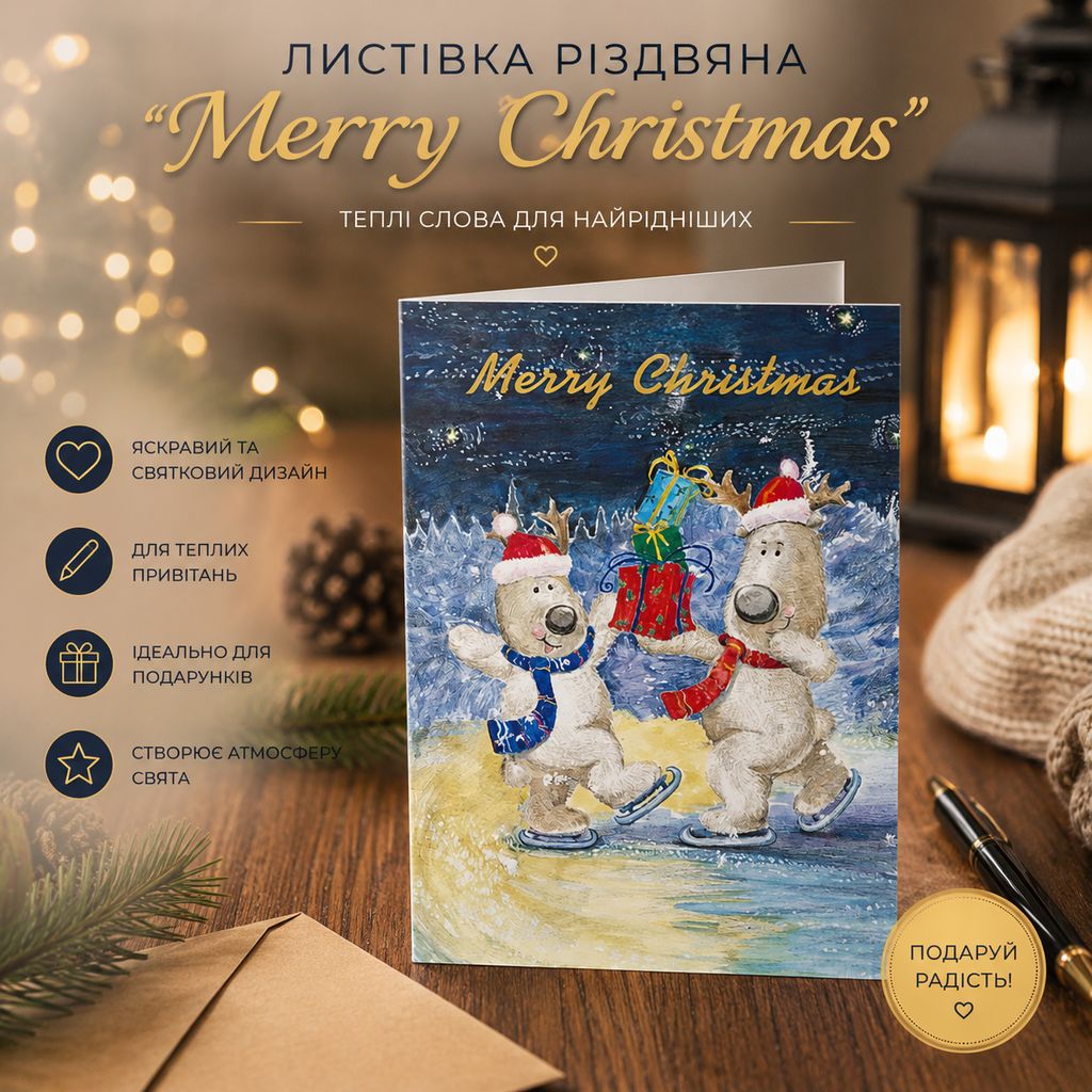 Листівка різдвяна "Merry Christmas"