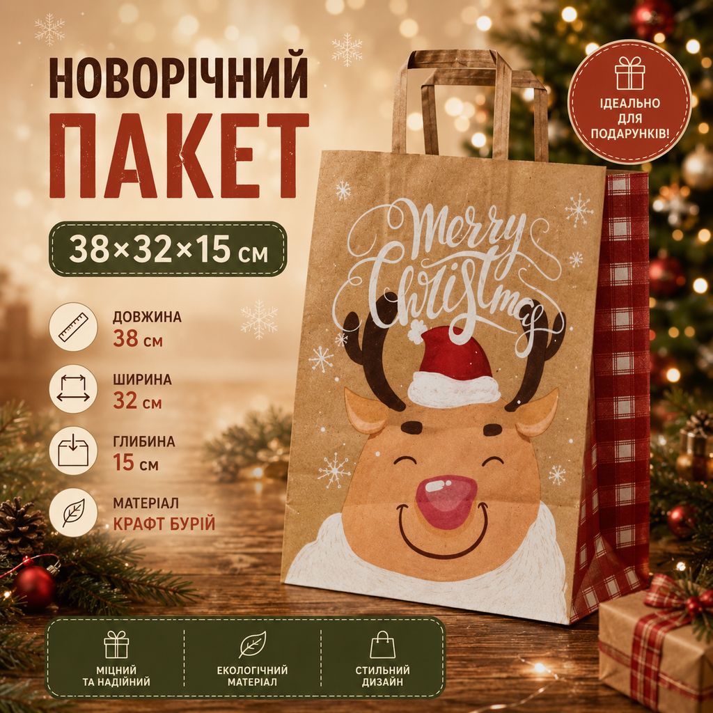 Новорічний пакет 38*32*15 см