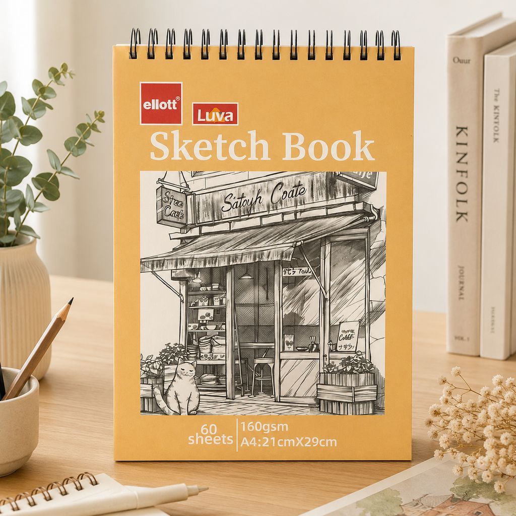 Альбом для ескізів А4 60аркушів, 160 г/м² Sketch Book CLBZ-006-А4 верхня спіраль
