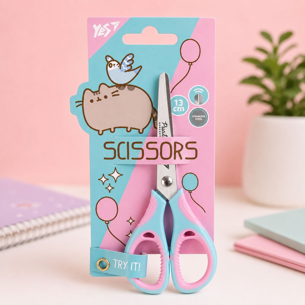 Ножиці "Yes" 13см "Pusheen" з гумовими вставками