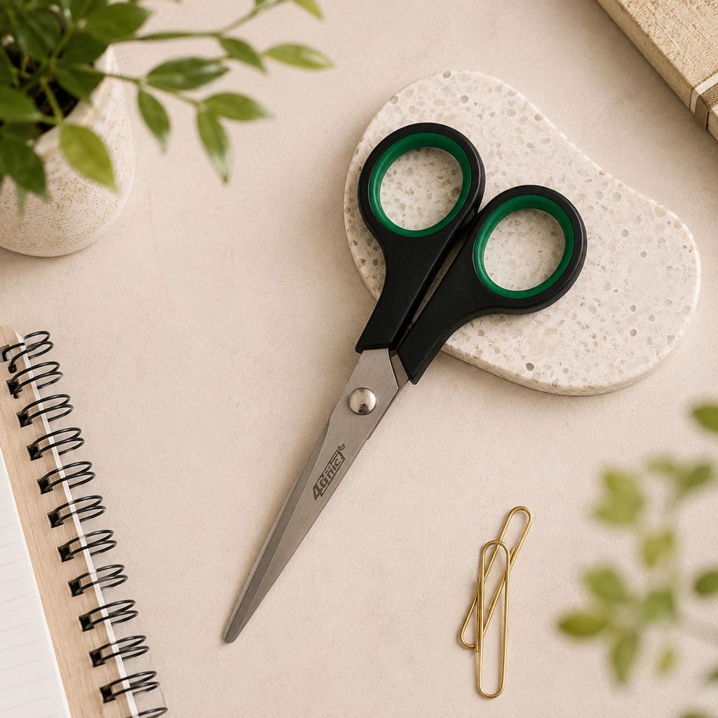 Ножиці універсальні "4OFFICE" 15,5 см, гумові ручки